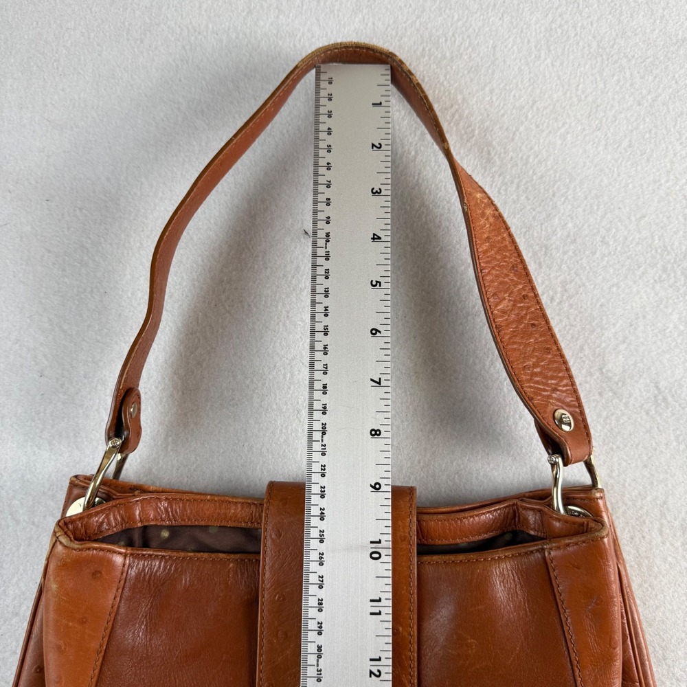 Kate Spade New York Cognac Leather Ostrich Embossed Hobo Shoulder Bag Brown - Picture 9 of 10